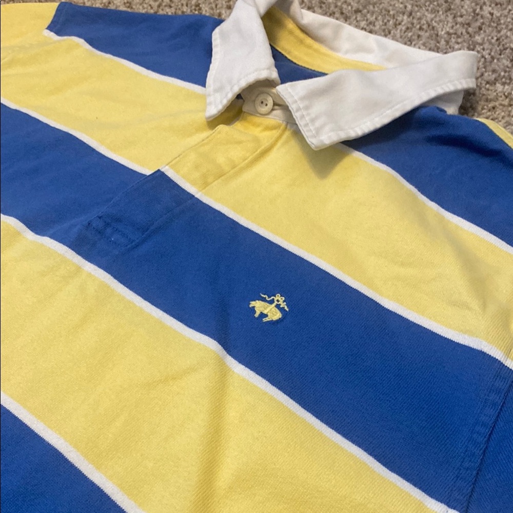 Brooks Brothers 346 Men’s XL Classic 100%Cotton Short Sleeve Blue & Yellow Polo